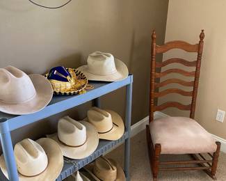 Hats and vintage rocking chair