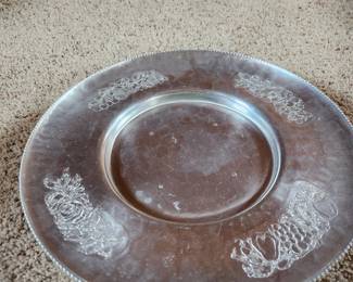 Cromwell Hard Wrought Aluminum Round Tray, vintage