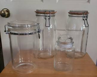 Vintage glass storage containers & W-S acrylic container
