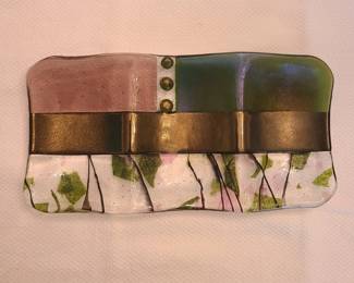 signed fused glass dish