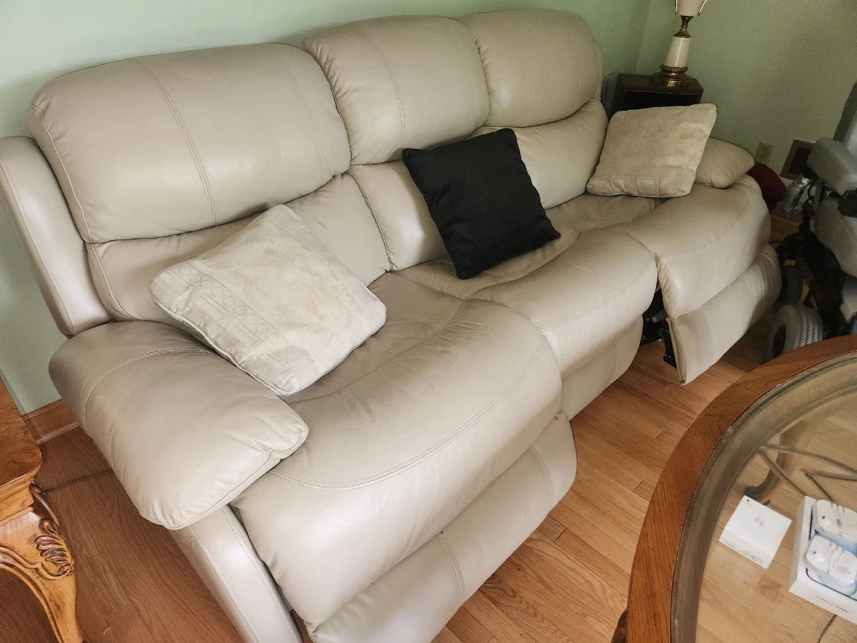 Leather reclining sofa
