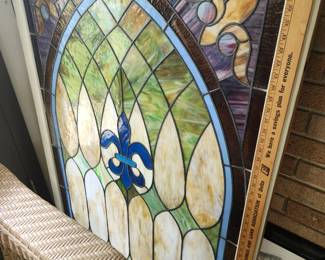 Large salvaged stained glass window