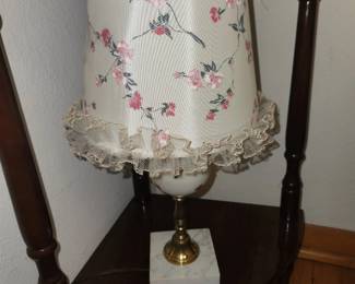 Qty 2 vintage painted milk glass lamps