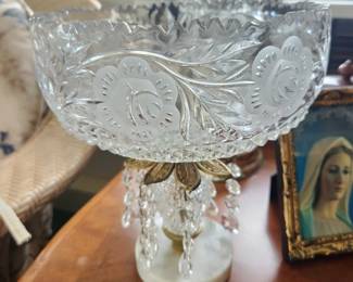 Crystal and marble centerpiece bowl