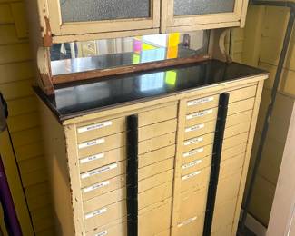 Antique industrial dental cabinet