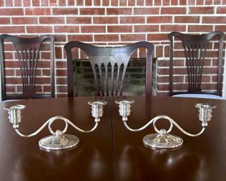 Mid 20th Century Art Moderne silver plate candelabras
