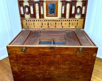 Antique Anglo-Indian Marriage Dowry Campaign Chest that was purchased from Art of Old India aka AOI of Dallas