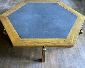 Mid Century Ranch Oak Hexagon Coffee Table by A Brandt Furniture of Fort Worth, Texas
