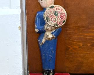 Antique Cast Iron Door Stop, Hubley's # 249 The Messenger Boy designed by Anne Harriet Fish