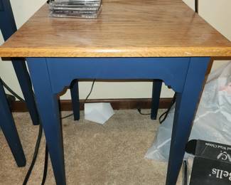 Oak and blue painted end table (sofa table also available)