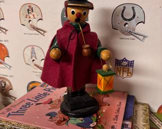 German Smoking Man Wood and Felt Incense Smoker
