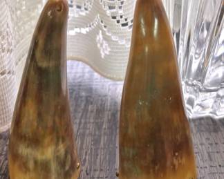 Hand Crafted & Polished Water Buffalo Horns with Brass Accents