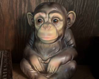 1970s Ceramaster Chimpanzee Coin Bank
