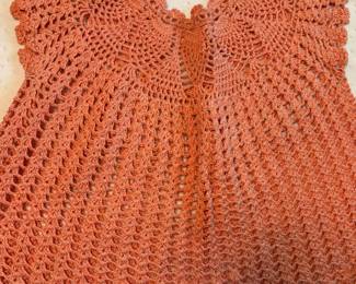 Coral Crocheted Baby Frock
