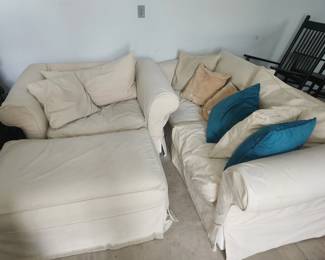 Slipcover sofa, chair and ottoman