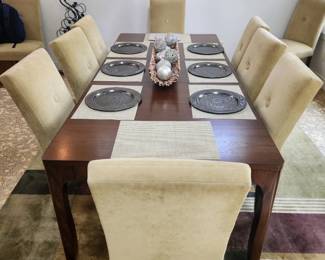 Dining table and 10 parsons chairs