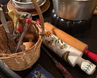 rolling pins, baking pans, pie plates