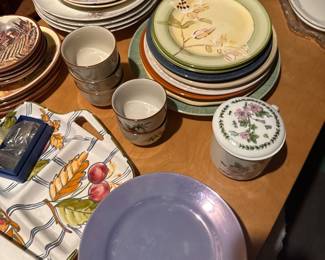 assorted plates, lusterware