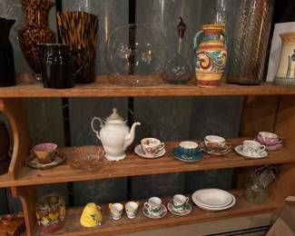 vases, tea pot and tea cups