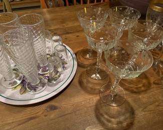 ice cream parfait glasses, liqueur glasses, wine glasses