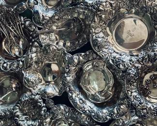 Antique Sterling Silver • Art Nouveau Silver • Silver Tableware Featuring an extensive collection of sterling silver serving pieces, decorative silver, silverplate accessories, and antique tableware. Perfect for collectors, entertainers, designers, and lovers of traditional interiors.