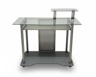 Studio RTA Metal & Glass Top Rolling Desk