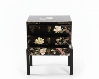2 Piece Black Lacquer Chest