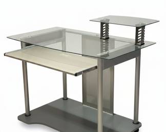 Studio RTA Metal & Glass Top Rolling Desk