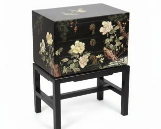 2 Piece Black Lacquer Chest