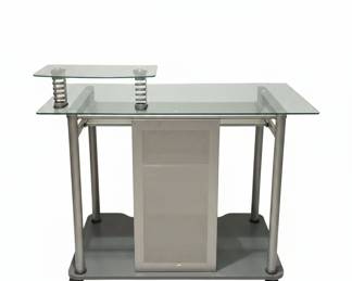 Studio RTA Metal & Glass Top Rolling Desk