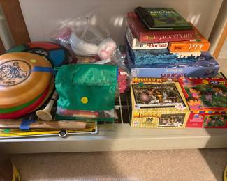 Vintage Games, Jackstraws, Pit, Puzzels, Recorder, Frisbees, etc.