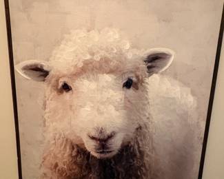 Textured Sheep Portrait Framed Canvas Art