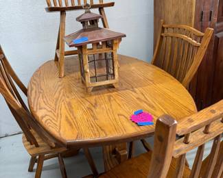 Oak Tressel Table 4 Chairs