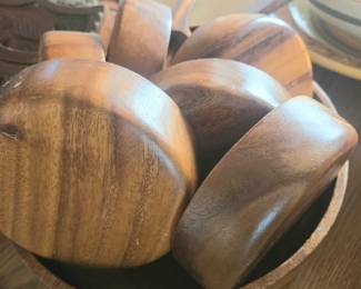 Mid-Century Wood Salad Bowl Set 