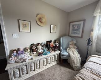The Creepy Corner! LOL Actually five of these dolls were handmade by the sweet and talented homeowner who owned Mello Designs.