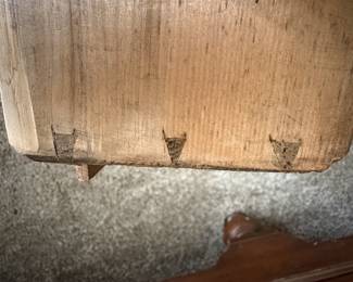 Possibly a British antique sideboard, inside trimmed drawers, handcut dovetail drawers, chamfered drawer bottoms with wavy board bottoms so possible before 1878?