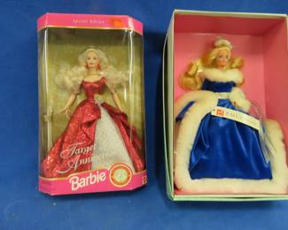 Lot 242. 35th Anniversary Target Barbie # 16485 and a F.O.A. Schwartz Winter Fantasy Barbie.