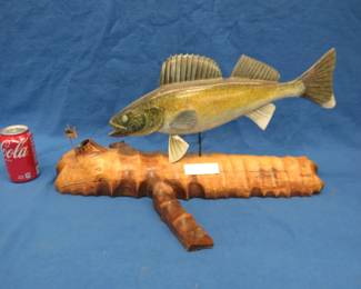 Lot 392. Replica walleye in a feeding scene. The backside pelvic fin has been reglued.