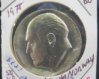 Lot 261. 1978 Norwegian 50 kroner sterling silver coin. .925 silver. 26.8 grams.