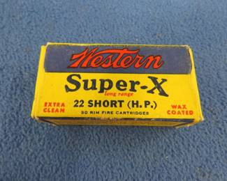 Lot 332. 50 Western Super-X .22 short rifle cartridges in original box in very good condition