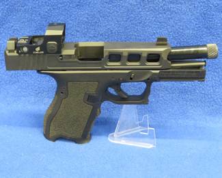 Lot 417. Palmetto State Armory Dagger S/N: JJE64314 9mm pistol with a threaded barrel, Cyelee CALF V2 Red Dot, one magazine, and a "We The People" paddle holster. Permit Required.