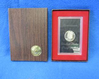 Lot 386. 1971 S Eisenhower silver proof dollar coin. 40% silver.