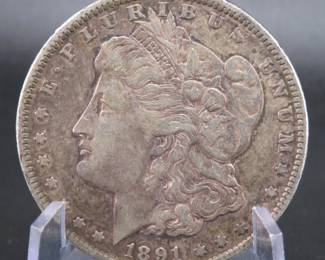 Lot 496. 1891 P Morgan Silver dollar