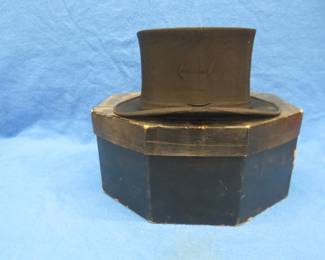 Lot 93. Vintage top hat in its original box. Size 7 1/8. Box is in fair condition.