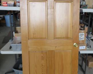 Lot 152. Six-panel approx. 72" x 38" solid wooden door with hinges in excellent condition