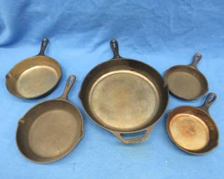 Lot 176. Set of 5 Lodge cast-iron pans