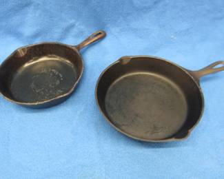 Lot 78. Two unmarked cast-iron pans