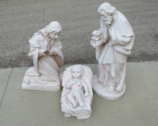 Lot 120. Jesus, Mary, and Joseph 36-inch tall nativity scene figures.