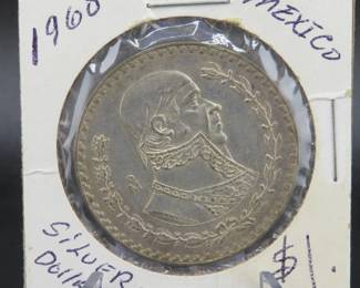 Lot 476. 1960 silver Mexican Peso 16 grams
