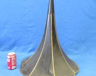 Lot 320. Antique acoustic horn for a Victrola. Chain added for a hanging display.
